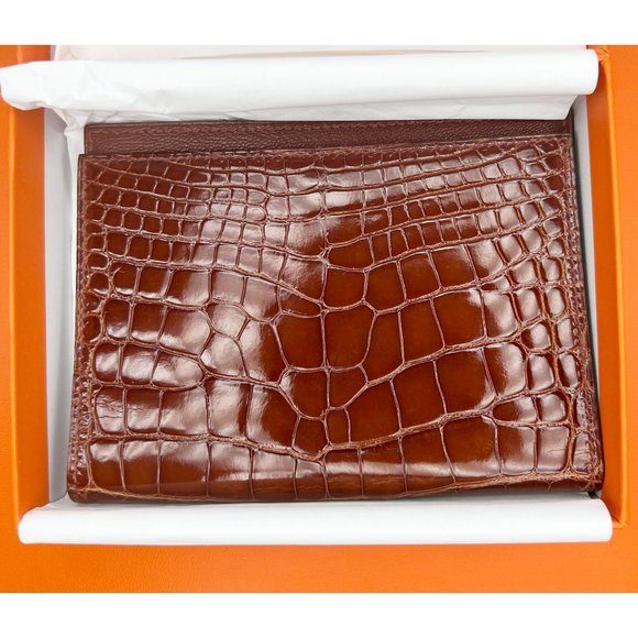 Hermes NIB GM Agenda Cover Cognac Alligator Mississippiensis Lisse - Picture 3 of 10